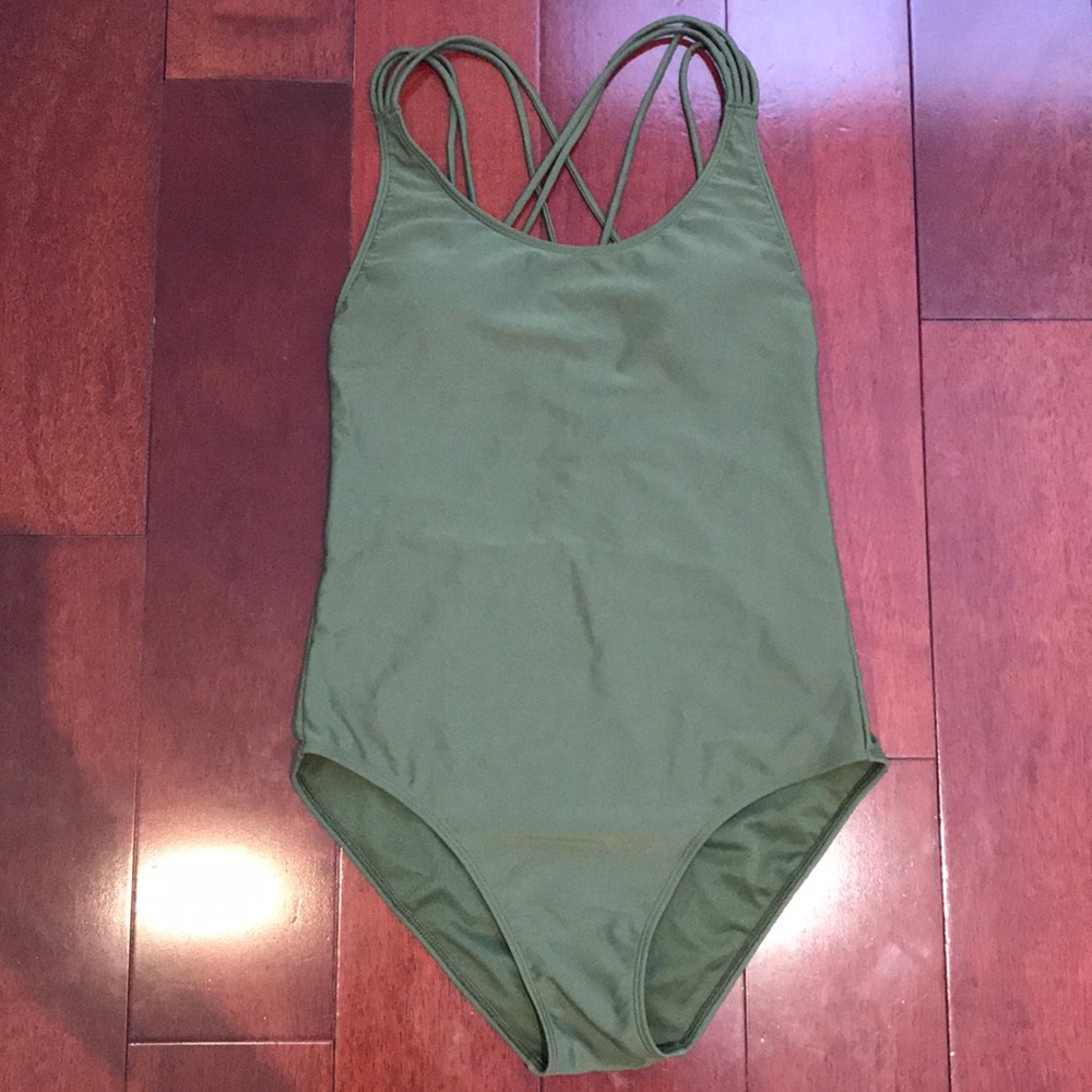 Olive green one piece bathing suit
